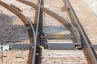 Train rail on a sunny day