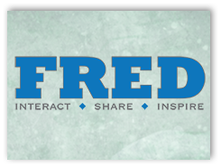 text image that says FRED, Interact, share, inspire