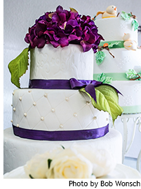 decorated, tiered cake