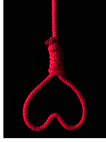 A red noose in a heart shape.
