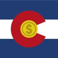 Colorado flag with dollar sign