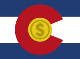 Colorado flag with dollar sign