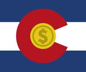 Colorado flag with dollar sign