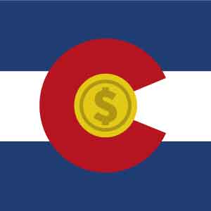 Colorado flag with dollar sign