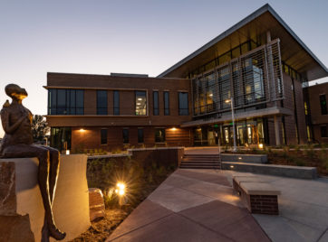 Grays Peak Building and sculpture (evening light)