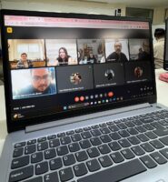 Laptop showing students on a Zoom call